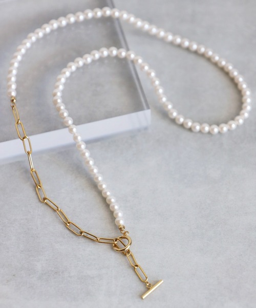 Bonjour Sagan（ボンジュールサガン）の「パールゴールドチェーンネックレス（ネックレス・レディース・オフホワイト・FREE）」の7枚目の写真