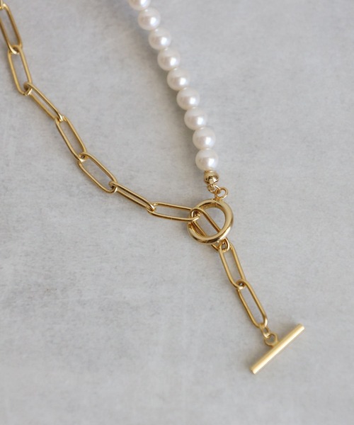 Bonjour Sagan（ボンジュールサガン）の「パールゴールドチェーンネックレス（ネックレス・レディース・オフホワイト・FREE）」の8枚目の写真