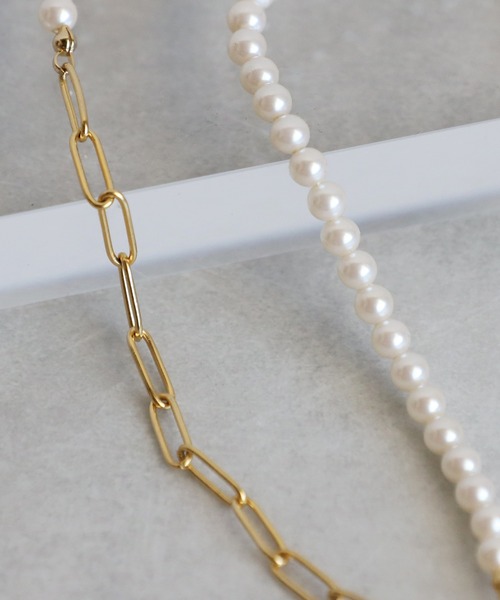 Bonjour Sagan（ボンジュールサガン）の「パールゴールドチェーンネックレス（ネックレス・レディース・オフホワイト・FREE）」の10枚目の写真