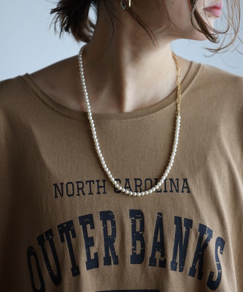 Bonjour Sagan（ボンジュールサガン）の「パールゴールドチェーンネックレス（ネックレス・レディース・オフホワイト・FREE）」の3枚目の写真