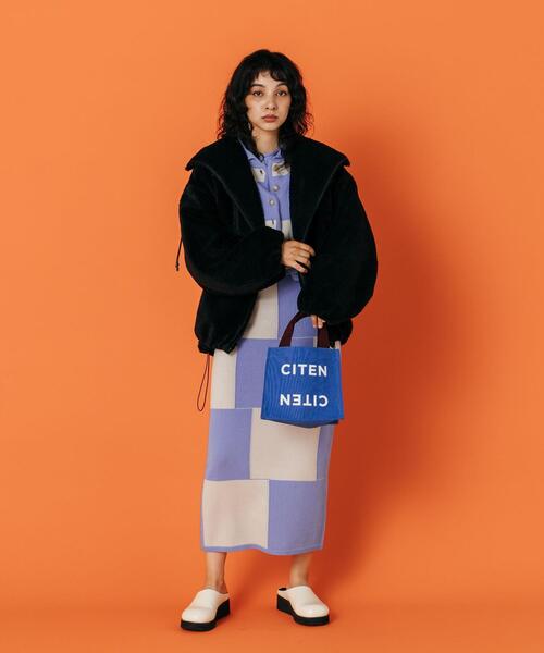 CITEN(シテン)の「<CITEN>ブロックチェック ニット タイトスカート(スカート・レディース・ブラック/ロイヤルブルー・FREE)」の7枚目の写真