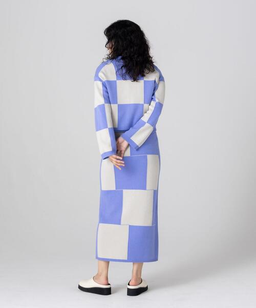 CITEN(シテン)の「<CITEN>ブロックチェック ニット タイトスカート(スカート・レディース・ブラック/ロイヤルブルー・FREE)」の11枚目の写真