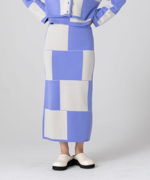 CITEN(シテン)の「<CITEN>ブロックチェック ニット タイトスカート(スカート・レディース・ブラック/ロイヤルブルー・FREE)」の13枚目の写真