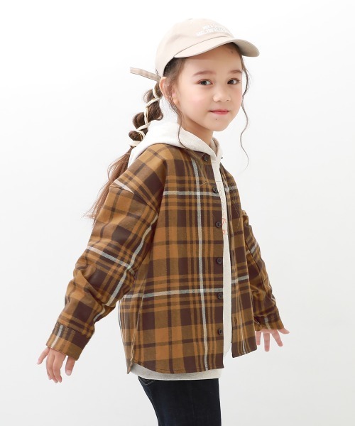 devirock（デビロック）の「長袖ネルシャツ（シャツ/ブラウス・キッズ・ライトブラウン/コバルトブルー/マスタード/その他/ブラウン/ネイビー/ブラック・150cm/140cm/160cm/110cm/100cm/130cm/120cm）」の3枚目の写真