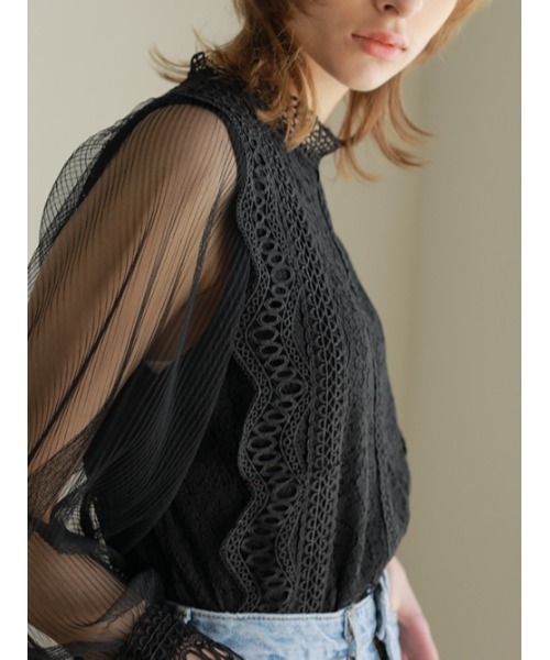 AMAIL（アマイル）の「Mature combination lace cloth（シャツ/ブラウス・レディース・ホワイト/ブラック・FREE）」の4枚目の写真