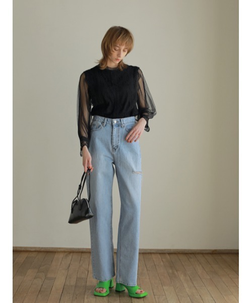 AMAIL（アマイル）の「Mature combination lace cloth（シャツ/ブラウス・レディース・ホワイト/ブラック・FREE）」の5枚目の写真