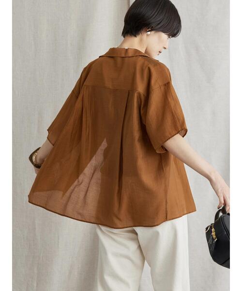 AMERICAN HOLIC(アメリカンホリック)の「シアー開襟シャツ(シャツ/ブラウス・レディース・ネイビー/キャメル・M/L)」の5枚目の写真