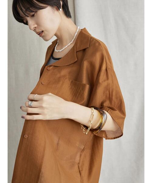 AMERI シアーシャツ 茶 MEDI DAY DREAM SHEER SHIRT（シャツ/ブラウス）｜Ameri（アメリ