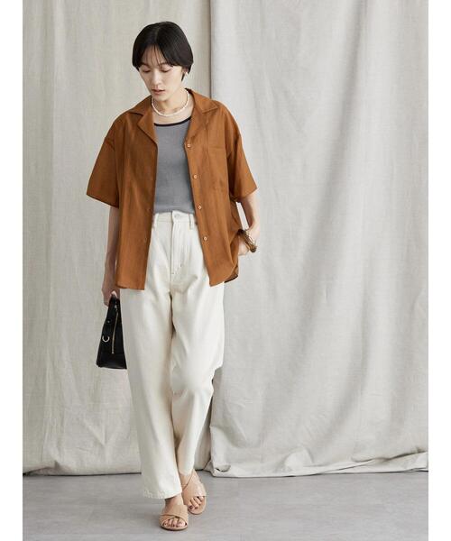 AMERICAN HOLIC(アメリカンホリック)の「シアー開襟シャツ(シャツ/ブラウス・レディース・ネイビー/キャメル・M/L)」の9枚目の写真