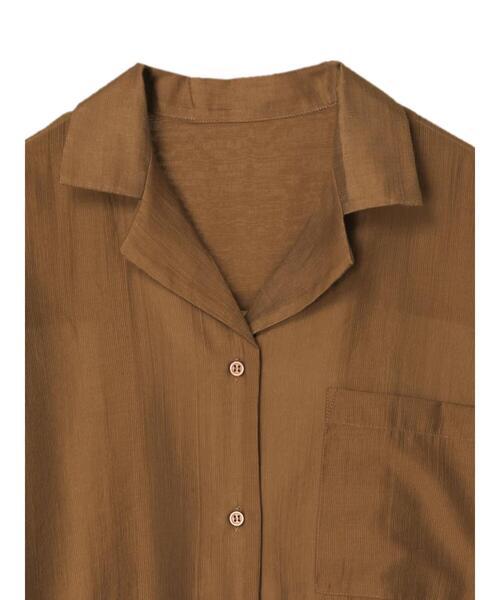 AMERI シアーシャツ 茶 AMERI シアーシャツ 茶 MEDI DAY DREAM SHEER SHIRT