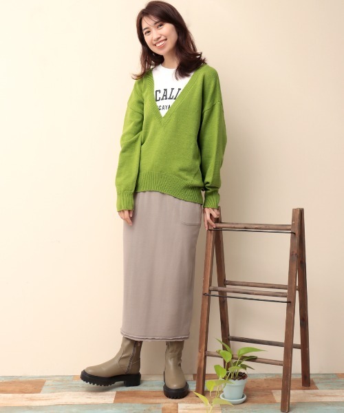 チチカカ（チチカカ）の「カットコンビプルオーバー（ニット/セーター・レディース・ブラック/ライム/ブルー・FREE）」の5枚目の写真