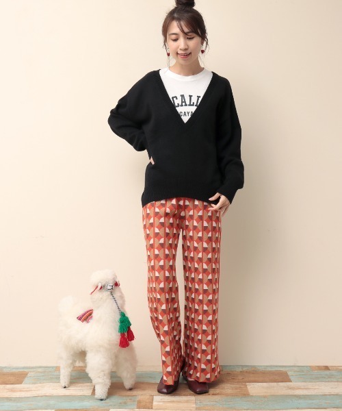 チチカカ（チチカカ）の「カットコンビプルオーバー（ニット/セーター・レディース・ブラック/ライム/ブルー・FREE）」の4枚目の写真