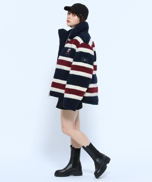 【 】テディマキシコート　トミーヒルフィガー TOMMY HILFIGER（トミーヒルフィガー）の「ストライプテディ