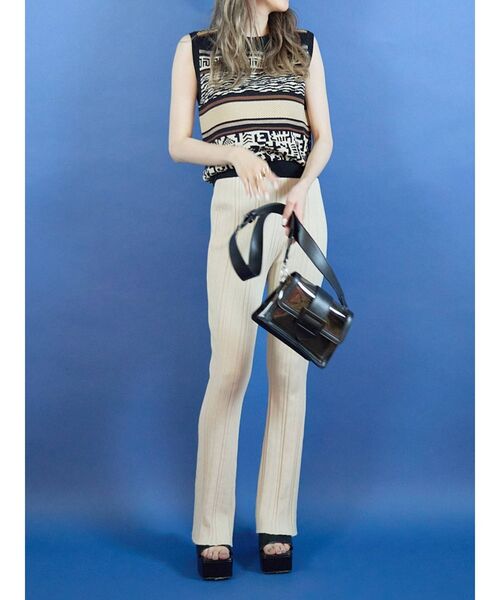 EVRIS（エヴリス）の「エスニックジャガードノースリーブ（タンクトップ・レディース・ブラック/パープル・FREE）」の13枚目の写真