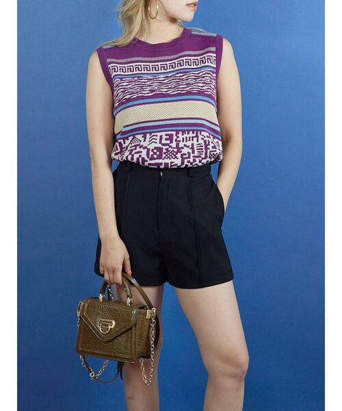 EVRIS（エヴリス）の「エスニックジャガードノースリーブ（タンクトップ・レディース・ブラック/パープル・FREE）」の19枚目の写真