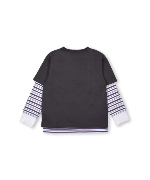 BeBe(ベベ)の「BeBe/ポケット付き 半袖 Tシャツ ボーダー 長袖 Tシャツ 2点 セット (90~150cm)(Tシャツ/カットソー・キッズ・グレー/グリーン・90/100/110/120/130/140/150)」の9枚目の写真