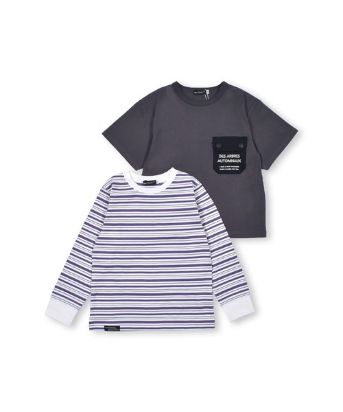 BeBe(ベベ)の「BeBe/ポケット付き 半袖 Tシャツ ボーダー 長袖 Tシャツ 2点 セット (90~150cm)(Tシャツ/カットソー・キッズ・グレー/グリーン・90/100/110/120/130/140/150)」の22枚目の写真