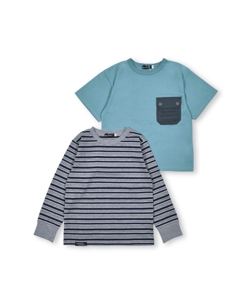 BeBe(ベベ)の「BeBe/ポケット付き 半袖 Tシャツ ボーダー 長袖 Tシャツ 2点 セット (90~150cm)(Tシャツ/カットソー・キッズ・グレー/グリーン・90/100/110/120/130/140/150)」の20枚目の写真