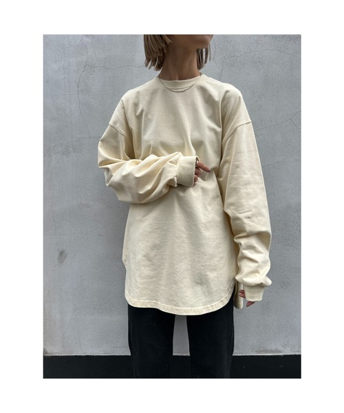 BLACK BY MOUSSY（ブラックバイマウジー）の「cotton oversize tops（コットンオーバーサイズトップス）（Tシャツ/カットソー・レディース・ホワイト/ブラック/トップグレー/ライトイエロー・FREE）」の9枚目の写真