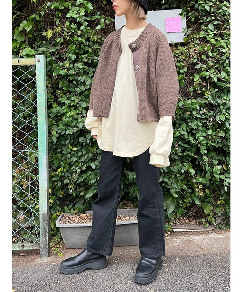 BLACK BY MOUSSY（ブラックバイマウジー）の「cotton oversize tops（コットンオーバーサイズトップス）（Tシャツ/カットソー・レディース・ホワイト/ブラック/トップグレー/ライトイエロー・FREE）」の7枚目の写真