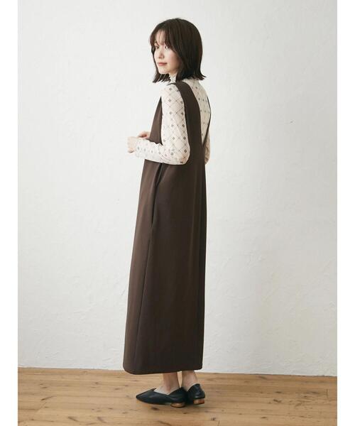 Green Parks(グリーンパークス)の「・ELENCARE DUE 2wayVネックジャンスカ(ジャンパースカート・レディース・ブラウン/ブルーグリーン/ブラック・FREE)」の6枚目の写真