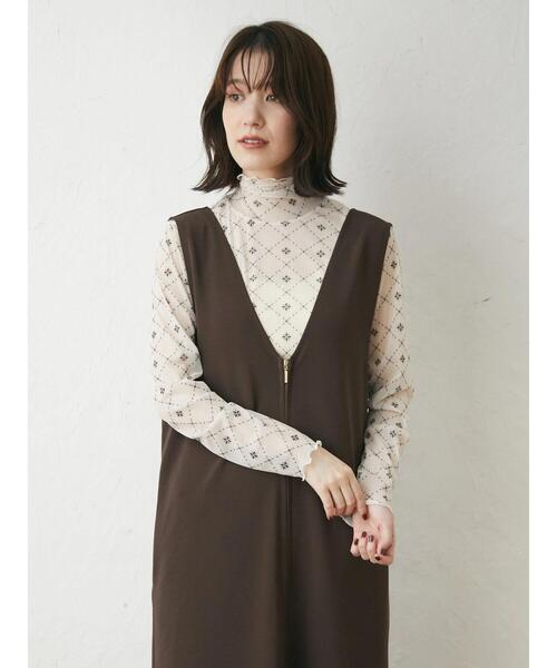 Green Parks(グリーンパークス)の「・ELENCARE DUE 2wayVネックジャンスカ(ジャンパースカート・レディース・ブラウン/ブルーグリーン/ブラック・FREE)」の9枚目の写真