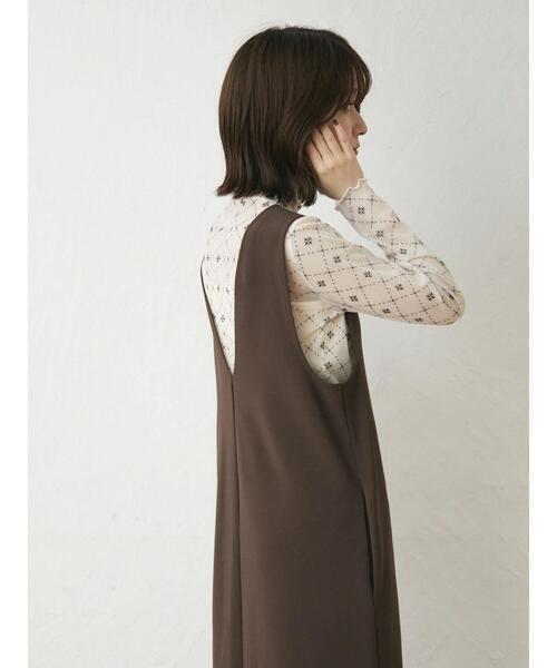 Green Parks(グリーンパークス)の「・ELENCARE DUE 2wayVネックジャンスカ(ジャンパースカート・レディース・ブラウン/ブルーグリーン/ブラック・FREE)」の10枚目の写真