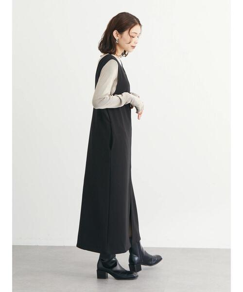 Green Parks(グリーンパークス)の「・ELENCARE DUE 2wayVネックジャンスカ(ジャンパースカート・レディース・ブラウン/ブルーグリーン/ブラック・FREE)」の15枚目の写真