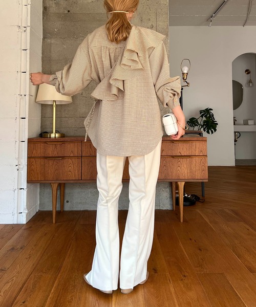 CAPRICIEUX LE'MAGE（カプリシューレマージュ）の「マルチWAYチェックシャツ（シャツ/ブラウス・レディース・ブラック/ベージュ・FREE）」の16枚目の写真