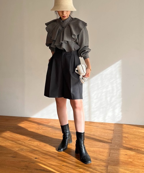 CAPRICIEUX LE'MAGE（カプリシューレマージュ）の「マルチWAYチェックシャツ（シャツ/ブラウス・レディース・ブラック/ベージュ・FREE）」の18枚目の写真