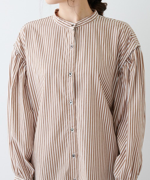 PUAL CE CIN（ピュアルセシン）の「先染ストライプシャツワンピース（シャツワンピース・レディース・ベージュ/ブラウン/グリーン・FREE）」の11枚目の写真