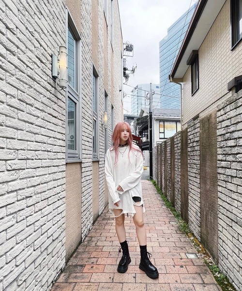 Figments（フィグメンツ）の「デストロイロンT（Tシャツ/カットソー・レディース・ホワイト/ブラック・FREE）」の9枚目の写真