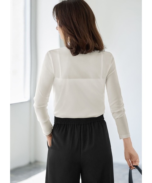 STYLE DELI（スタイルデリ）の「シアーインナーハイネックトップス（Tシャツ/カットソー・レディース・ホワイト/ブラック/オレンジ/ダークグレー/ミント/モカ/ライトベージュ/グリーン系・FREE）」の18枚目の写真