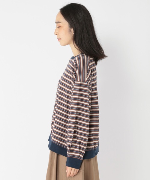studio CLIP（スタディオクリップ）の「マルチボーダー配色プルオーバー（Tシャツ/カットソー・レディース・ブルー/パープル/モカ・FREE）」の15枚目の写真