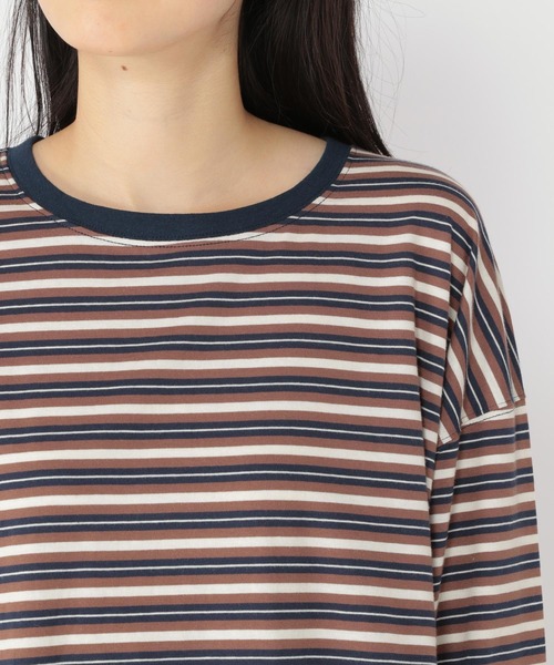 studio CLIP＊ヘンリーネックマルチボーダープルオーバー セール】【ONKUL掲載商品】ヘンリーネックマルチボーダープルオーバー