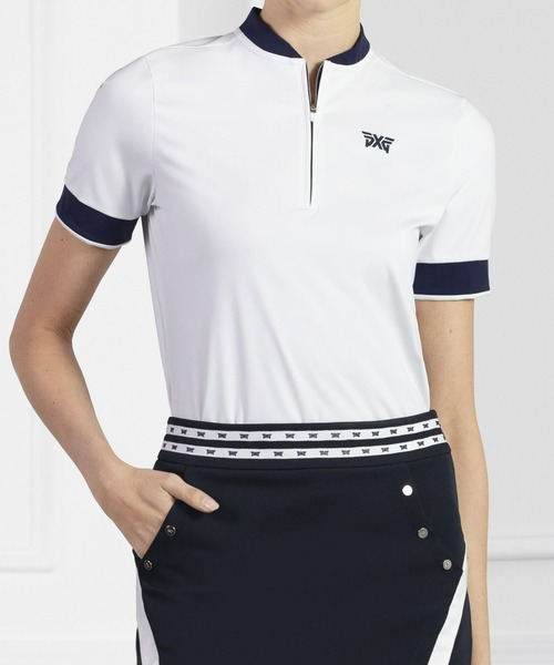 Women's Short Sleeve Zip Polo White