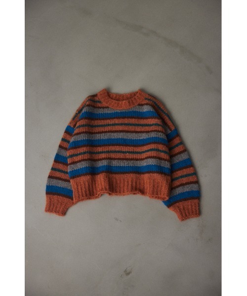 BLACK BY MOUSSY(ブラックバイマウジー)の「hand knit border tops(ハンドニットボーダートップス)(ニット/セーター・レディース・ベージュ/オレンジ・FREE)」の15枚目の写真