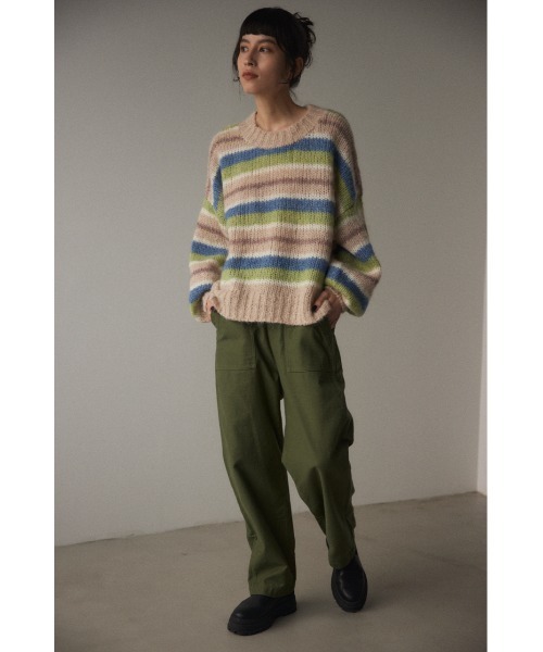 BLACK BY MOUSSY(ブラックバイマウジー)の「hand knit border tops(ハンドニットボーダートップス)(ニット/セーター・レディース・ベージュ/オレンジ・FREE)」の14枚目の写真