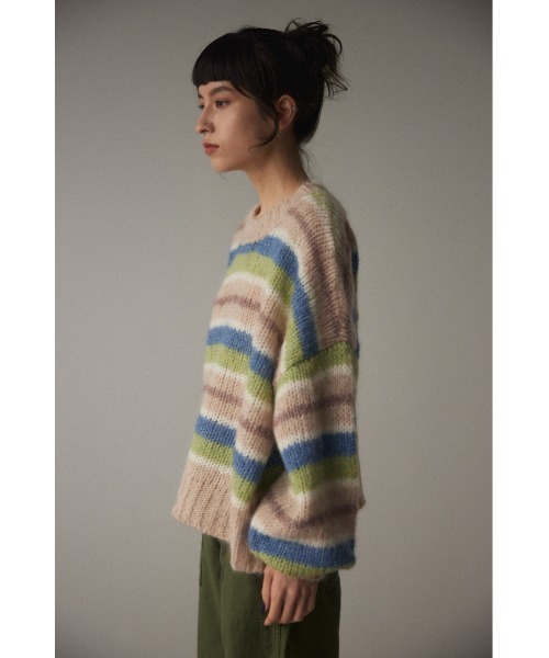 BLACK BY MOUSSY(ブラックバイマウジー)の「hand knit border tops(ハンドニットボーダートップス)(ニット/セーター・レディース・ベージュ/オレンジ・FREE)」の4枚目の写真