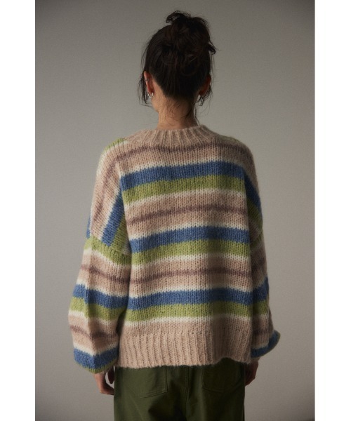 BLACK BY MOUSSY(ブラックバイマウジー)の「hand knit border tops(ハンドニットボーダートップス)(ニット/セーター・レディース・ベージュ/オレンジ・FREE)」の6枚目の写真