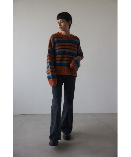 BLACK BY MOUSSY(ブラックバイマウジー)の「hand knit border tops(ハンドニットボーダートップス)(ニット/セーター・レディース・ベージュ/オレンジ・FREE)」の9枚目の写真