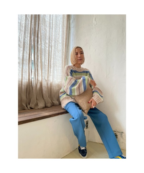 BLACK BY MOUSSY(ブラックバイマウジー)の「hand knit border tops(ハンドニットボーダートップス)(ニット/セーター・レディース・ベージュ/オレンジ・FREE)」の22枚目の写真