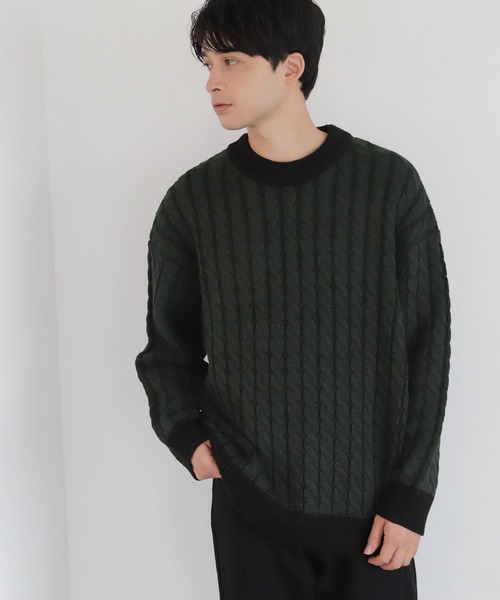 LAKOLE(ラコレ)の「プレーティングケーブルニットプルオーバー / 353214(ニット/セーター・メンズ・ネイビー/アイボリー/ブラック・MEDIUM/LARGE)」の2枚目の写真