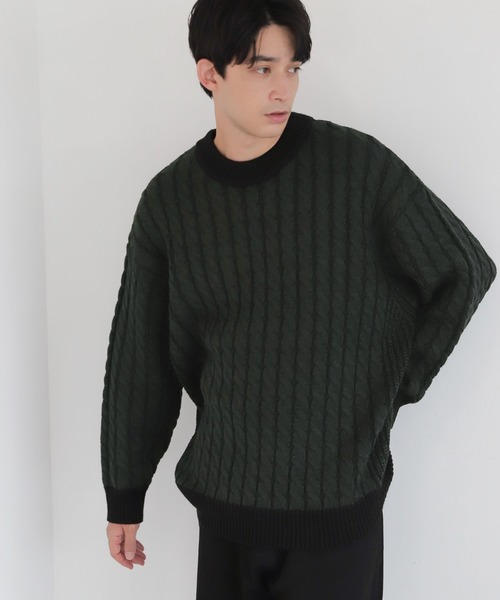 LAKOLE(ラコレ)の「プレーティングケーブルニットプルオーバー / 353214(ニット/セーター・メンズ・ネイビー/アイボリー/ブラック・MEDIUM/LARGE)」の8枚目の写真