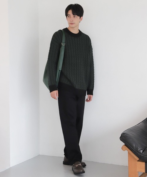 LAKOLE(ラコレ)の「プレーティングケーブルニットプルオーバー / 353214(ニット/セーター・メンズ・ネイビー/アイボリー/ブラック・MEDIUM/LARGE)」の10枚目の写真