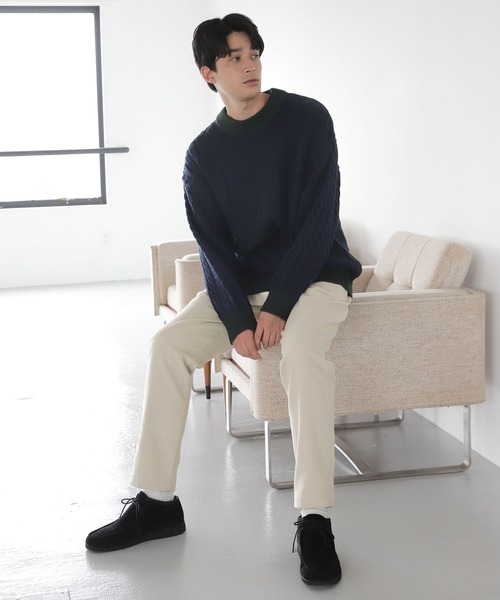 LAKOLE(ラコレ)の「プレーティングケーブルニットプルオーバー / 353214(ニット/セーター・メンズ・ネイビー/アイボリー/ブラック・MEDIUM/LARGE)」の15枚目の写真