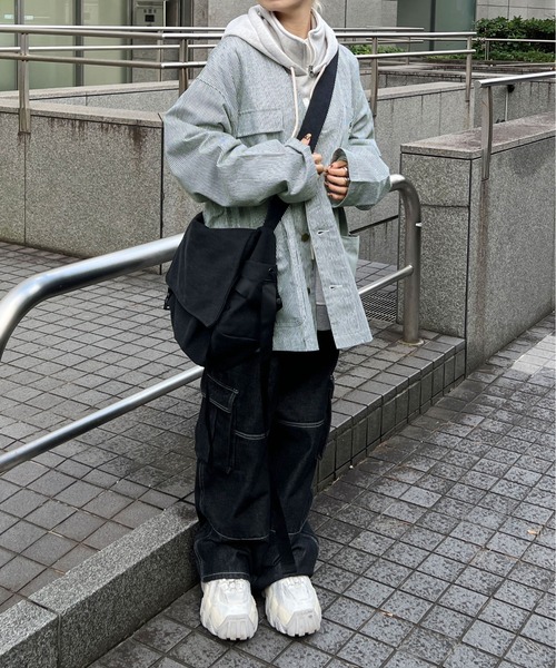 セール】ヒッコリーライクカバーオール（ノーカラージャケット