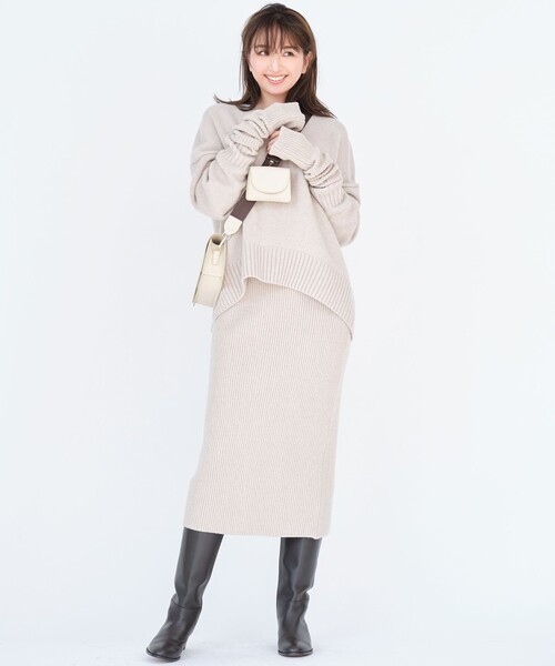 ウールカシミヤブレンドバルキー ニット スカート　23区 23区（ニジュウサンク）の「ウールカシミヤブレンドバルキー