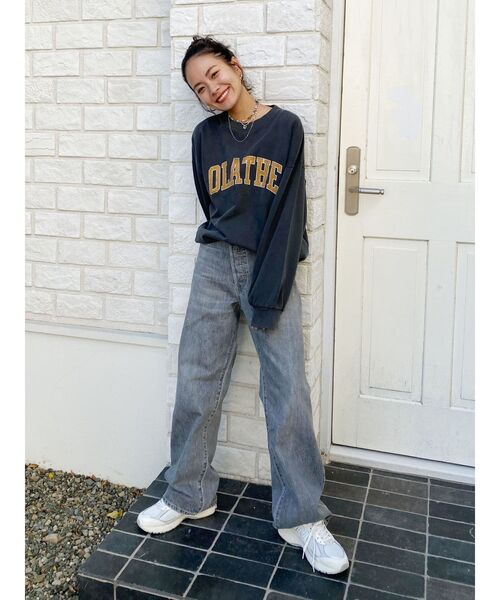 Ungrid（アングリッド）の「OLATHEロゴスウェット（Tシャツ/カットソー・レディース・ピンク/チャコールグレー/グリーン・FREE）」の6枚目の写真