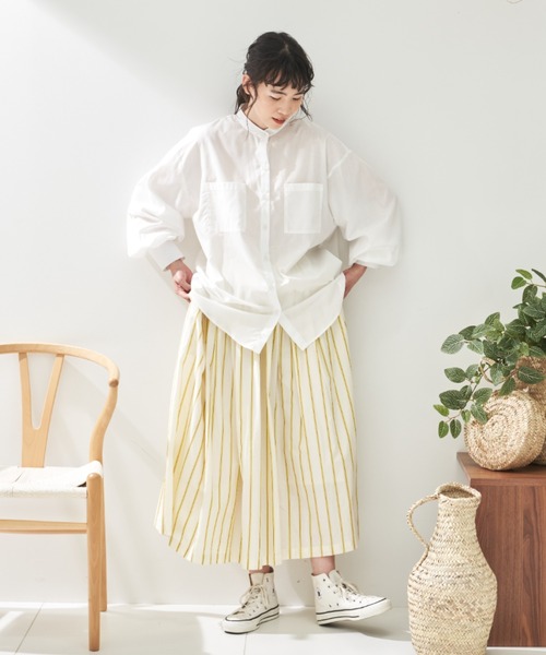 Libra Cue(リブラ キュー)の「ルーズシルエットポケットシャツ(シャツ/ブラウス・レディース・イエロー/ネイビー/オフホワイト/ブラック・FREE)」の5枚目の写真
